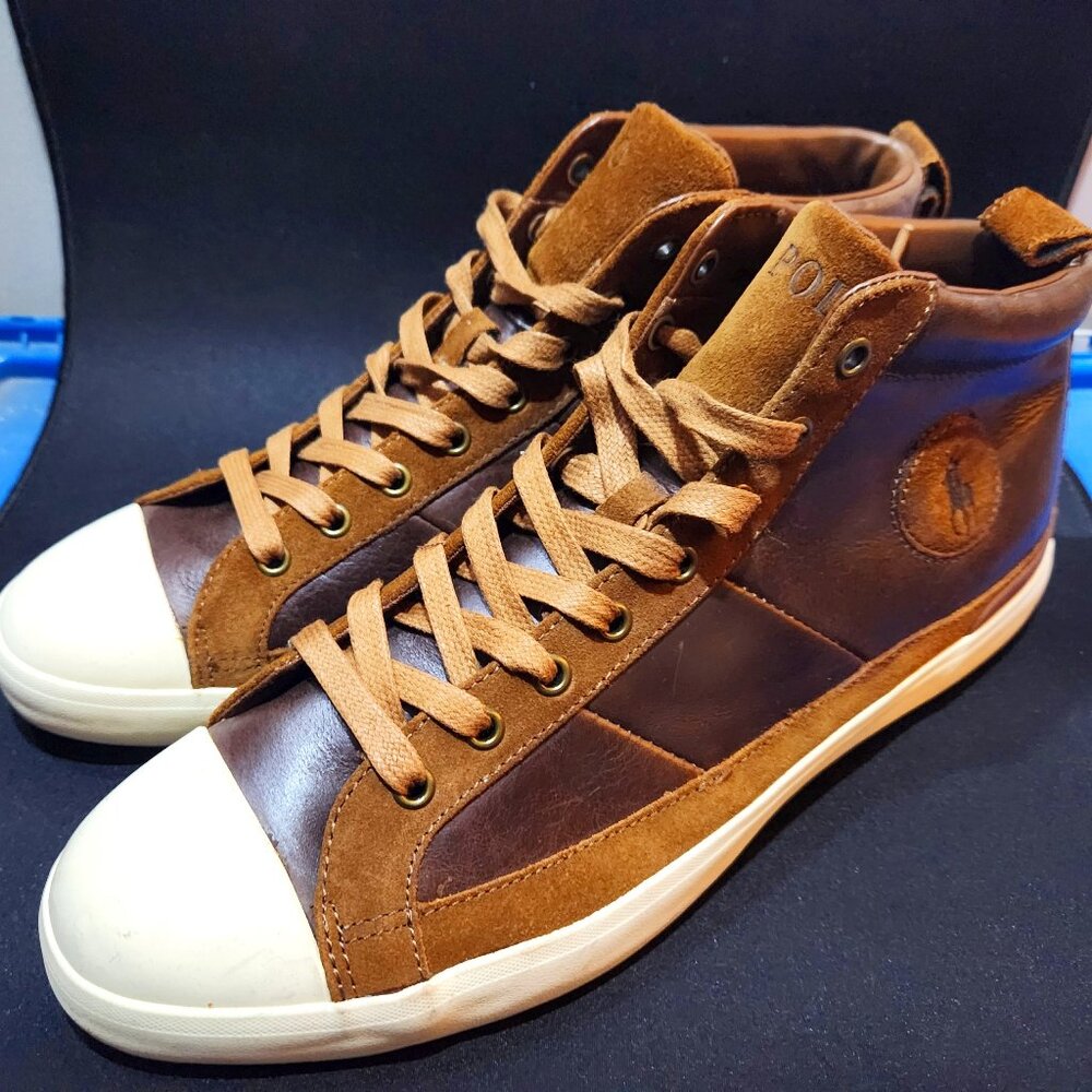 Ralph Lauren Brown Leather Clarke Sneakers